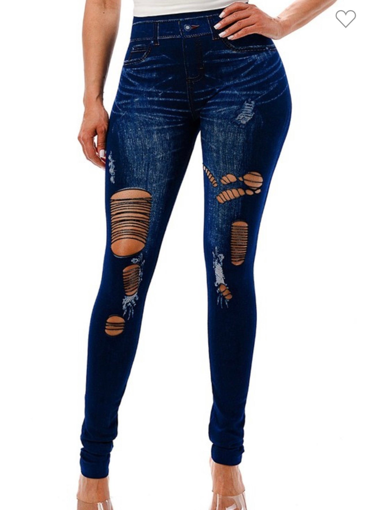 Denim Pants Jeggings Distressed Denim Jeans Ripped Pull On