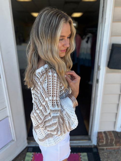 Taupe Reckless Love Stripe Top