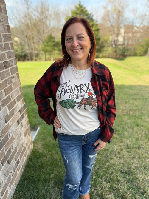 H Grey Dust Merry Christmas Cowboy Tee