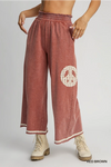 Marsala Peaceful And Pretty Acid Wash Pant