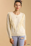 Cream Wild West Fringe Light Weight Sweater