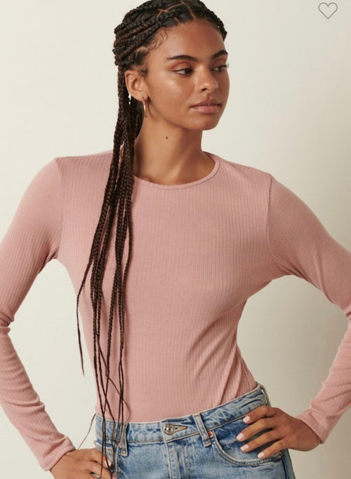 Pink Carried Away Ribbed Bodysuit