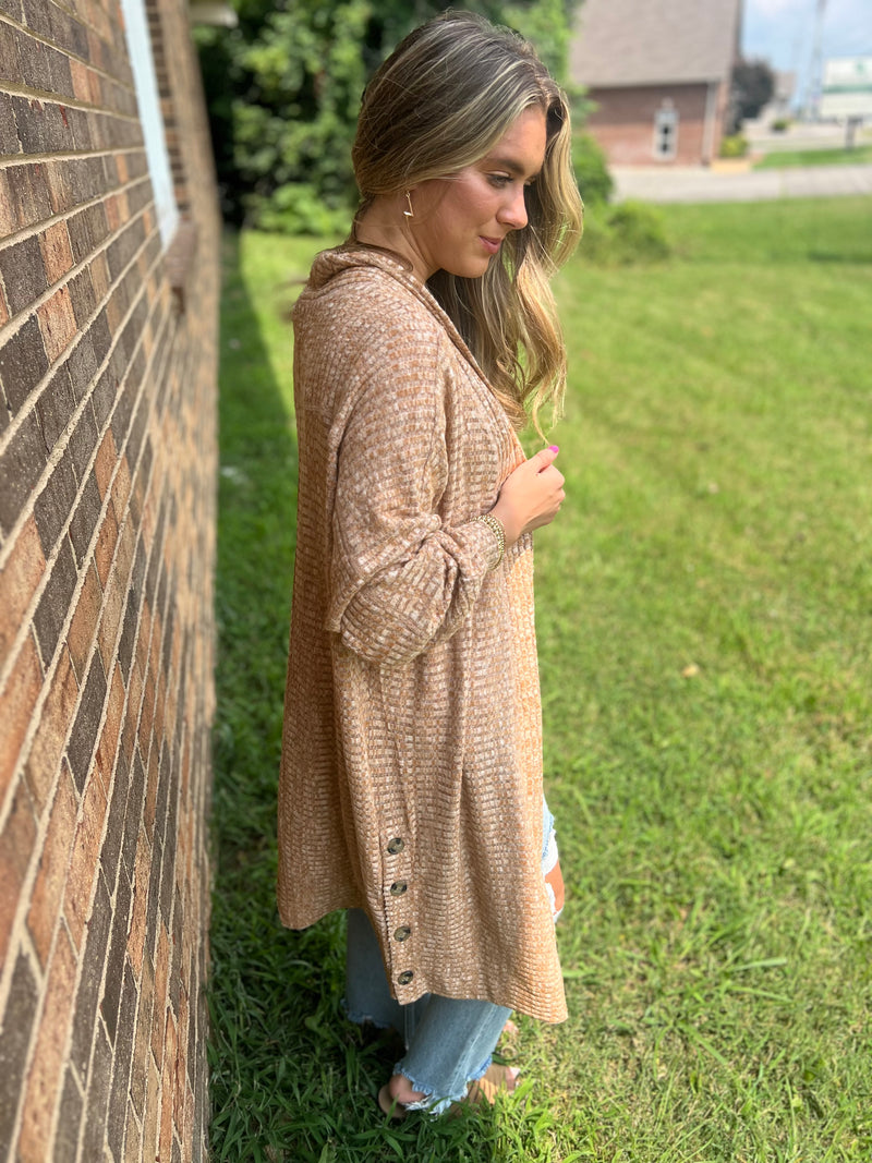 Sand Caramel Latte Button Cardigan