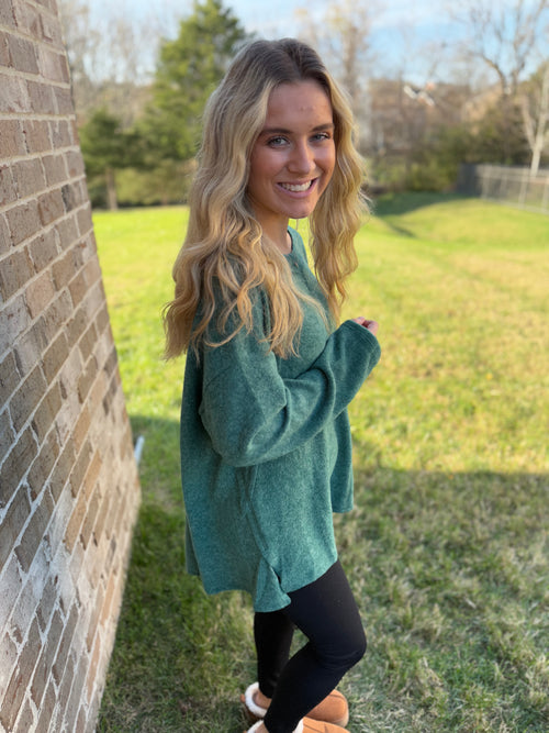 Green Fleece Oversized Pullover DOORBUSTER