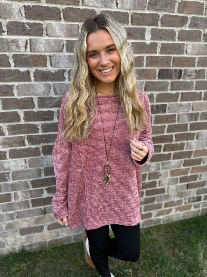 Mauve Find Love Chenille Top