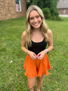 Orange Game Day Ruffle Shorts