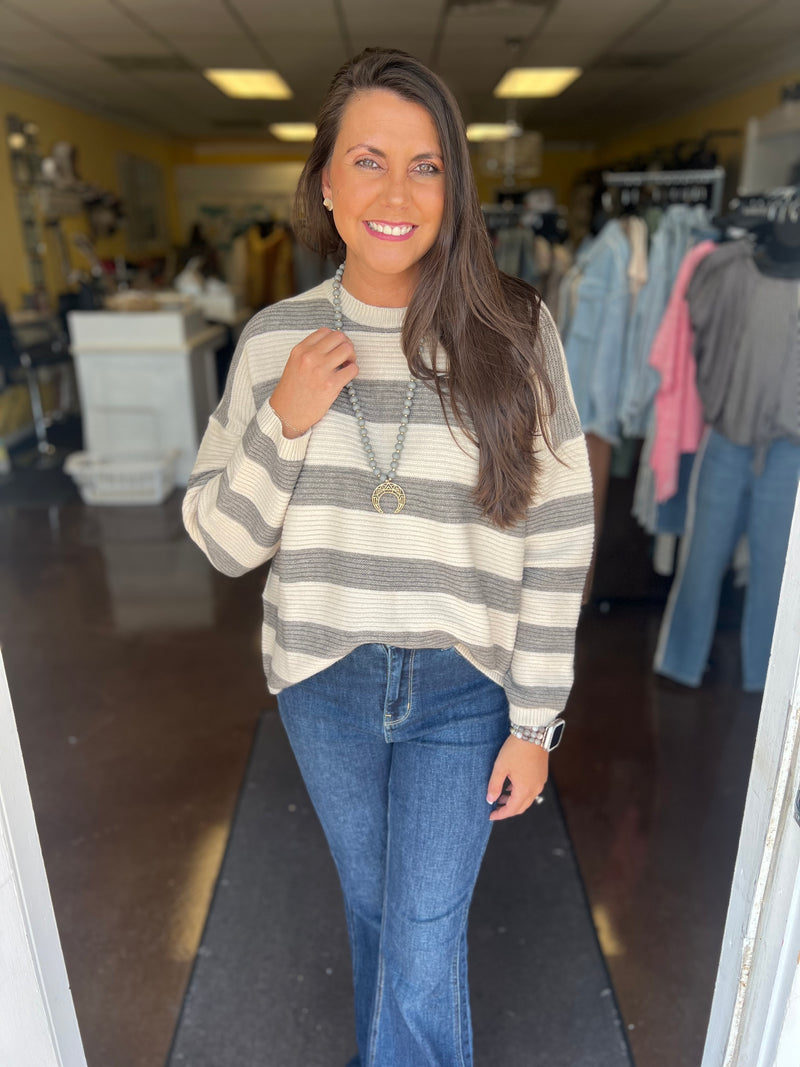 Cream Hayride Fun Stripe Sweater