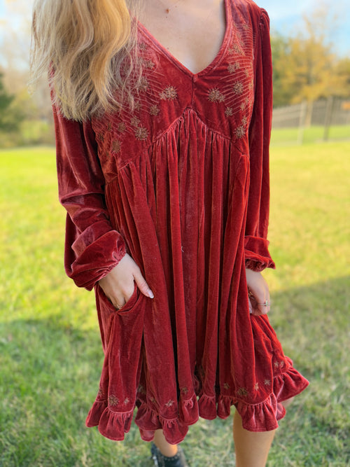 Brick Story Of Us Velvet Dress