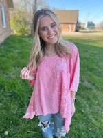 Pink On Tropic Time Oversized Top