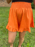 Orange Game Day Ruffle Shorts