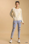 Cream Wild West Fringe Light Weight Sweater