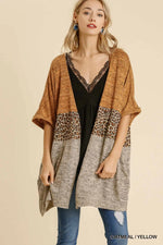 Taupe Colorblock Cardigan W Pockets