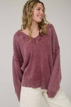 Wine Southern Charm Mineral Wash Sweater