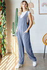 Blue Road Trippin Ribbed Jumpsuit With Adjustable Back