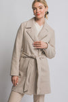 Oatmeal Wrap Coat With Tie & Pockets