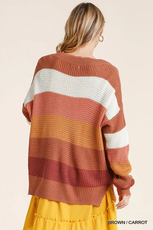Rust Autumn Break Colorblock Sweater