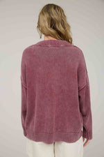 Wine Southern Charm Mineral Wash Sweater
