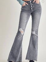 Grey Stardust Mid Rise Flares