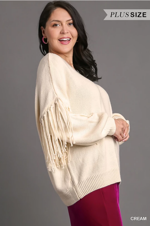 Cream Comfort Level Fringe Sweater