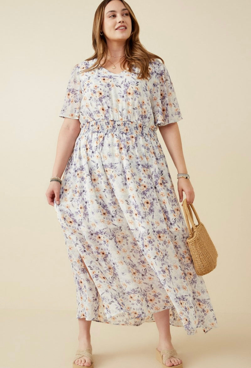 Blue Lucky One Floral Maxi Dress