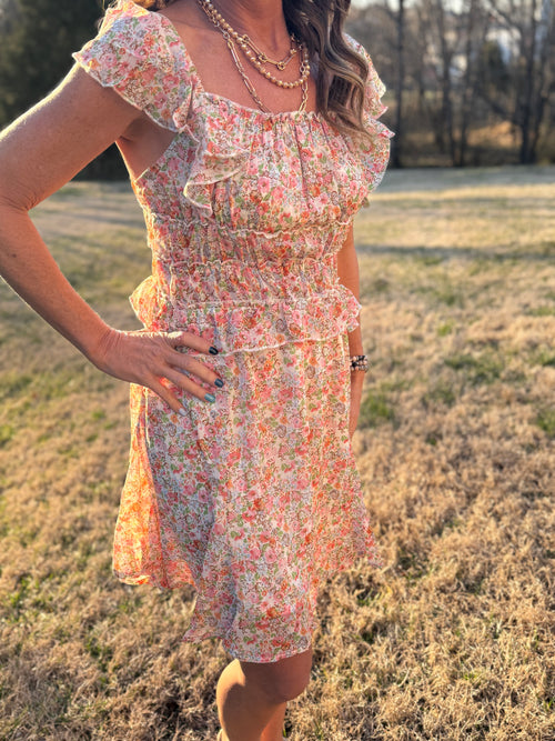 Off White Summer Love Floral Dress