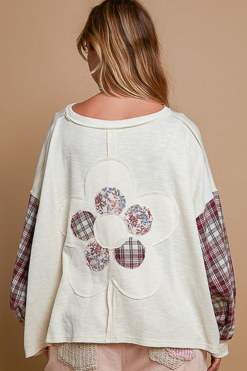 Cream Trust You Flower Plaid Top