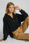 Black Oversized Chenille Top