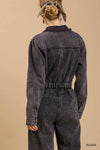 Black Downtown Nights Acid Wash Jumpsuit