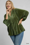Olive The Story Goes Velvet Button Down Top