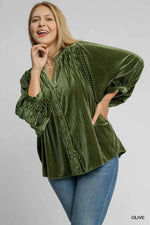 Olive The Story Goes Velvet Button Down Top
