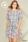 Cream/Blue Time Will Tell Floral Dress