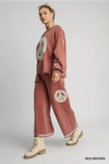 Marsala Peaceful And Pretty Acid Wash Pant