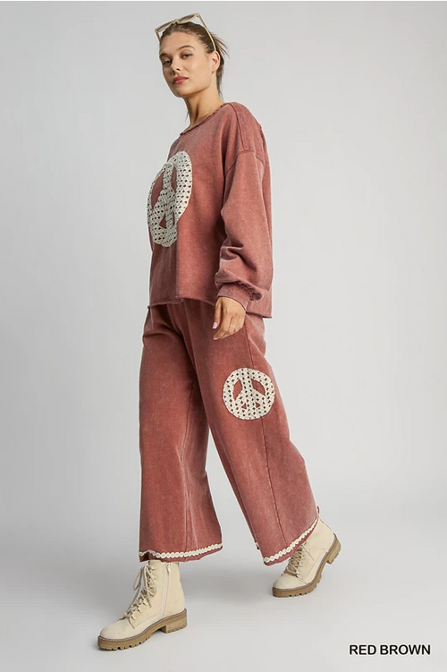 Marsala Peaceful And Pretty Acid Wash Pant