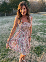 Natural Trust In You Floral Dress With Tie Shoulders