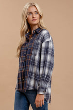 Navy Decorate For Fall Plaid Top