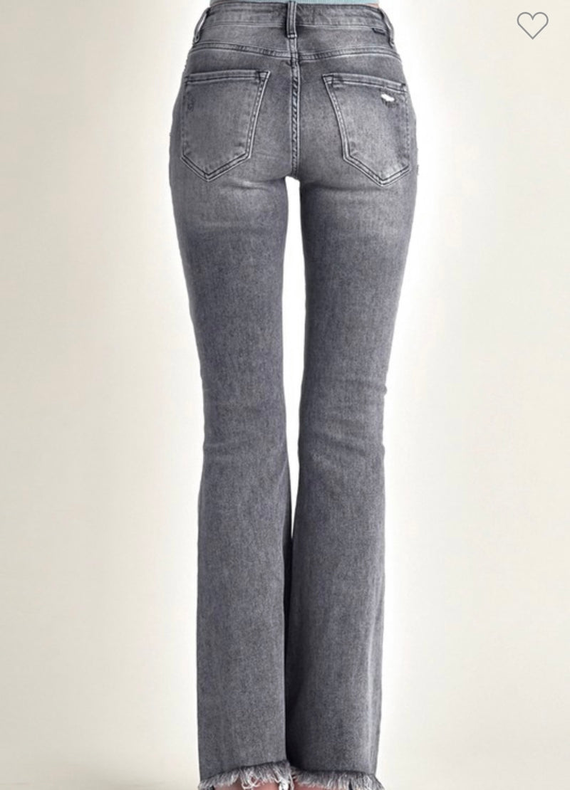 Grey Stardust Mid Rise Flares
