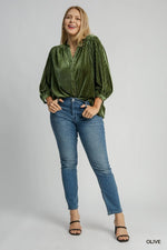 Olive The Story Goes Velvet Button Down Top