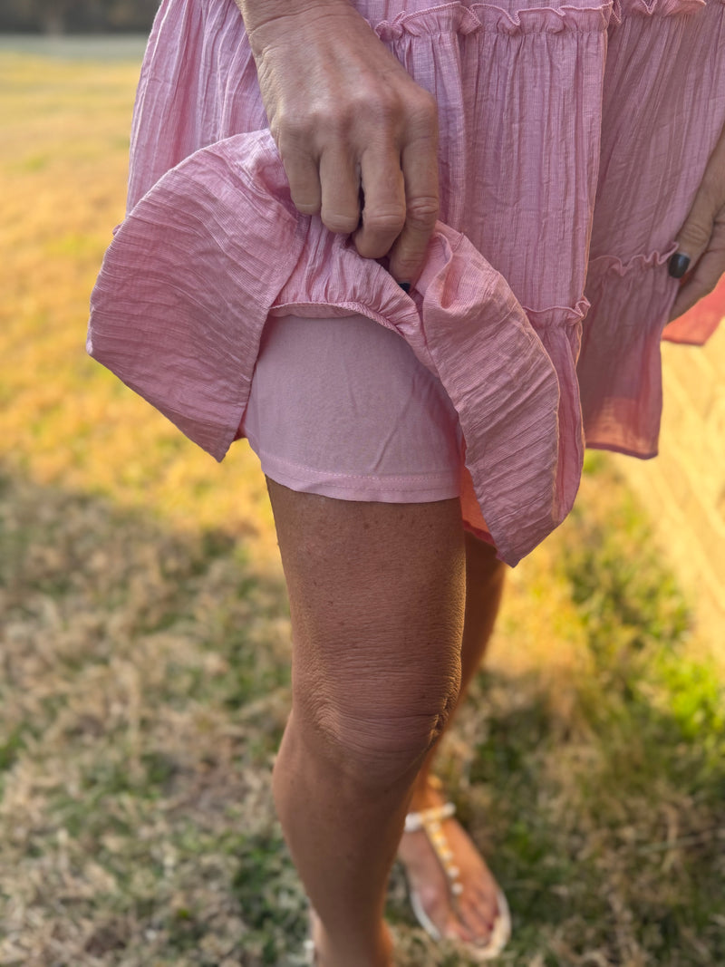 Pink Without A Trace Sq Neck Midi Dress