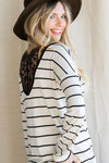 Off White Clever Ways Stripe Lace Back Top