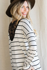 Off White Clever Ways Stripe Lace Back Top