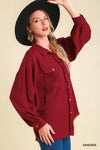 Wine Christmas Date Button Down Top