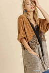 Taupe Colorblock Cardigan W Pockets
