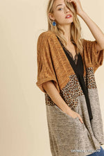 Taupe Colorblock Cardigan W Pockets