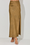 Olive Holiday Fun Satin Maxi Skirt