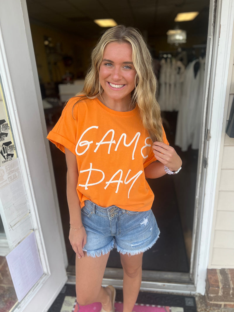 Orange Game Day Rope Stitch Tee