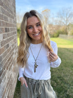 White Simple Gal Ribbed Top