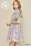 Cream/Blue Time Will Tell Floral Dress