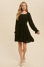 Black At Dawn Smock Waist Dress