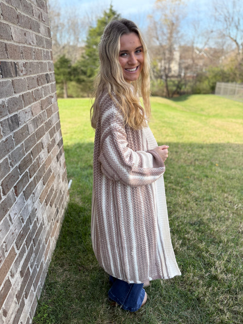 Cream/Mocha Crisp Air Sweater Cardigan