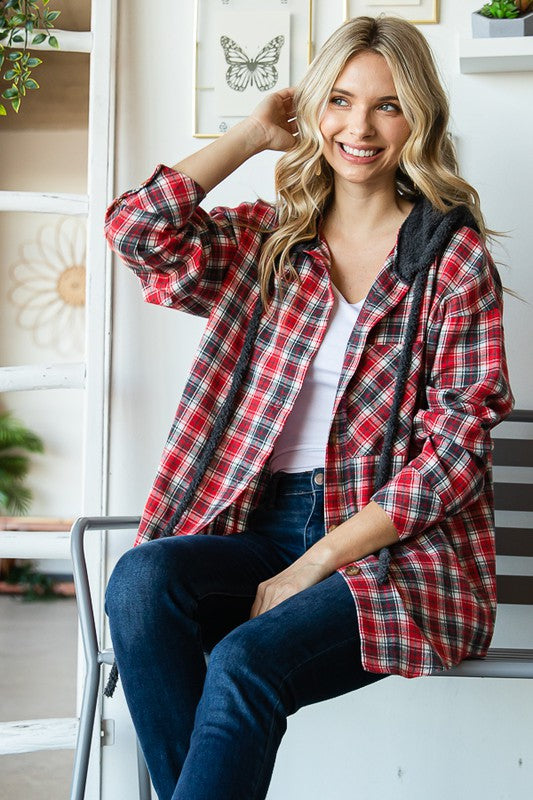 Red Bonfire Weather Top With Hood